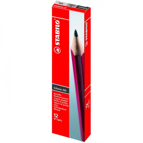 STABILO® Bleistift Schwan®, B, Schaftfarbe: rot (12 Stück)