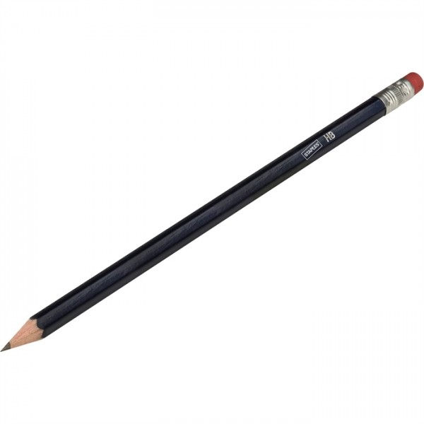 STAPLES® Bleistift, sechseckig, mit Radiergummi, HB, Schaftfarbe: blau (1 Stück)