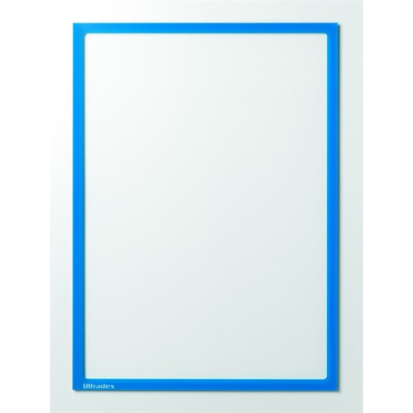 Ultradex Sichttasche, selbstklebend, Polyethylenterephthalat, oben offen, A4 hoch, farblos/blauer Ra
