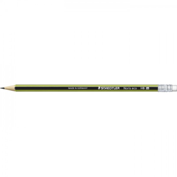 STAEDTLER® Bleistift, Noris eco, mit Radiergummi, HB, Schaftfarbe: schwarz/grün (12 Stück)