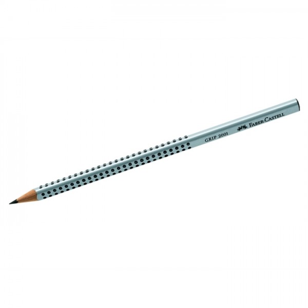 FABER-CASTELL Bleistift GRIP 2001, dreieckig, 2B, Schaftfarbe: silber (12 Stück)