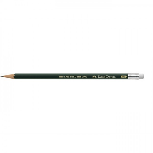 FABER-CASTELL Bleistift CASTELL® 9000, sechseckig, mit Radiergummi, HB (12 Stück)